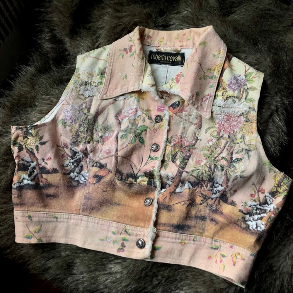 FINAL Roberto Cavalli Vintage Vest Pink Floral
